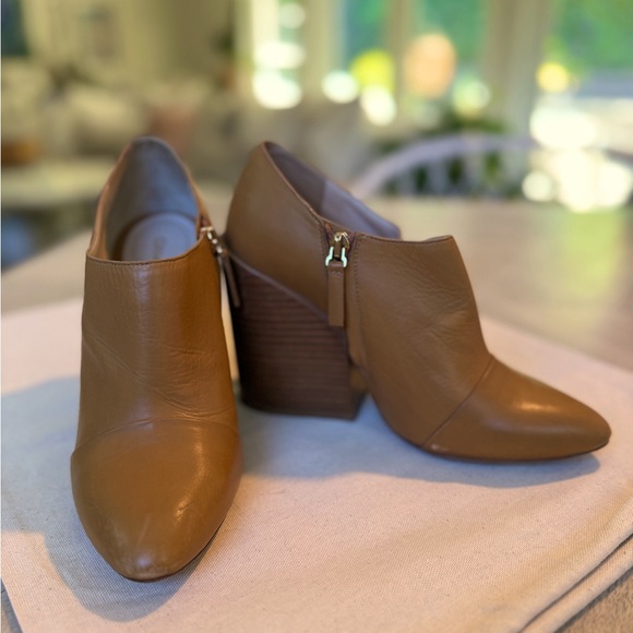 CHLOE Stabio Tan Leather Chunky Heel Booties sz IT 37.5 (fits like US 7) - Picture 2 of 16